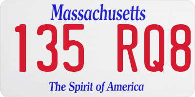 MA license plate 135RQ8
