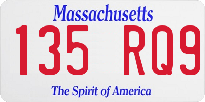MA license plate 135RQ9
