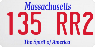 MA license plate 135RR2