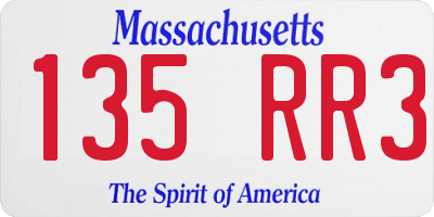 MA license plate 135RR3