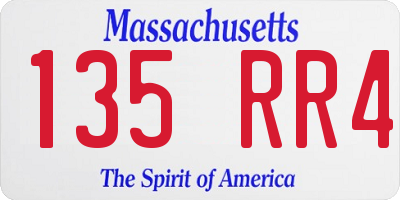 MA license plate 135RR4