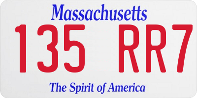 MA license plate 135RR7