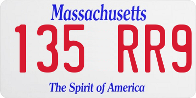 MA license plate 135RR9