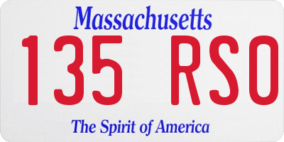 MA license plate 135RS0