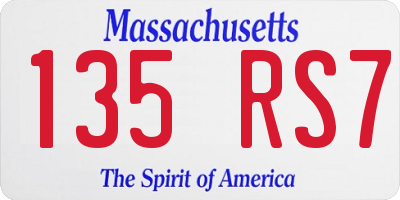 MA license plate 135RS7