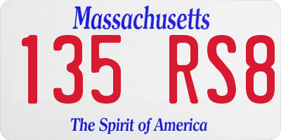 MA license plate 135RS8