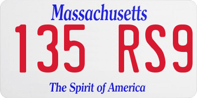 MA license plate 135RS9