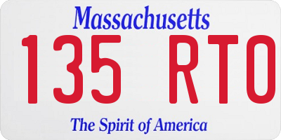 MA license plate 135RT0