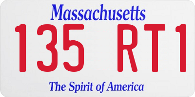MA license plate 135RT1