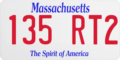 MA license plate 135RT2