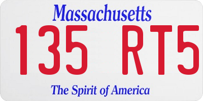 MA license plate 135RT5