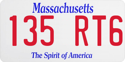 MA license plate 135RT6