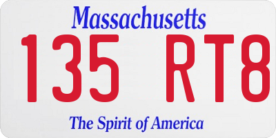 MA license plate 135RT8