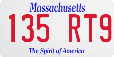 MA license plate 135RT9