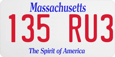 MA license plate 135RU3