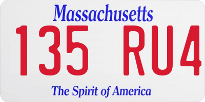 MA license plate 135RU4