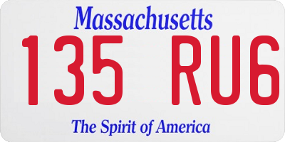 MA license plate 135RU6