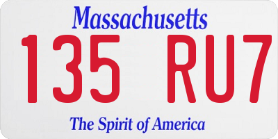 MA license plate 135RU7