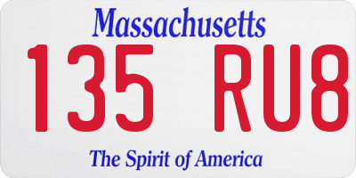 MA license plate 135RU8