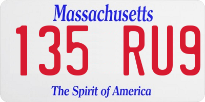 MA license plate 135RU9