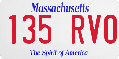 MA license plate 135RV0