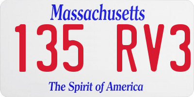 MA license plate 135RV3