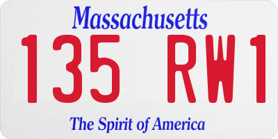 MA license plate 135RW1