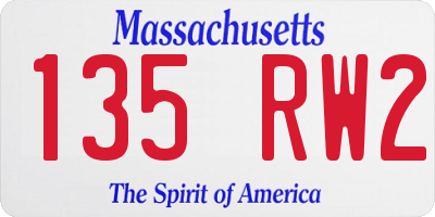MA license plate 135RW2