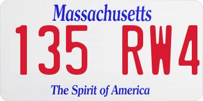 MA license plate 135RW4