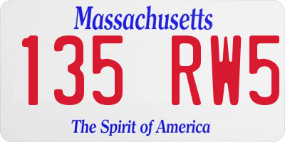 MA license plate 135RW5