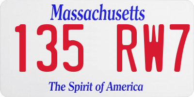 MA license plate 135RW7