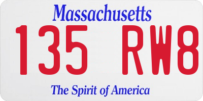 MA license plate 135RW8