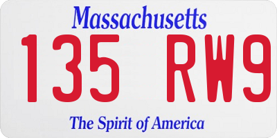 MA license plate 135RW9