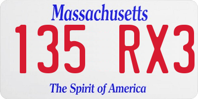 MA license plate 135RX3