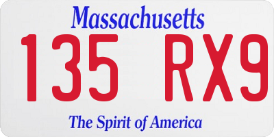 MA license plate 135RX9