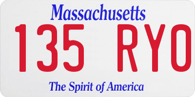 MA license plate 135RY0