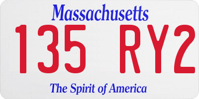 MA license plate 135RY2