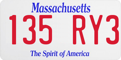 MA license plate 135RY3