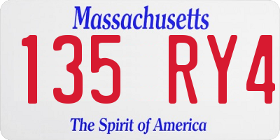 MA license plate 135RY4