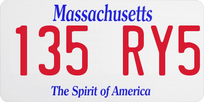 MA license plate 135RY5