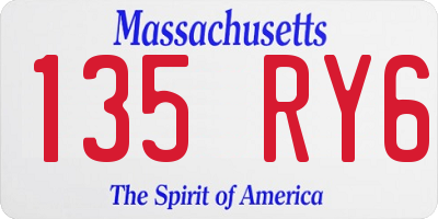 MA license plate 135RY6