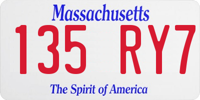 MA license plate 135RY7