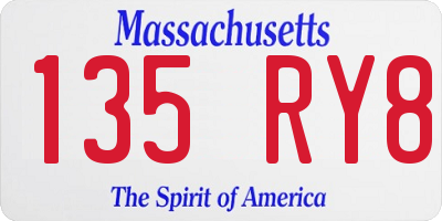 MA license plate 135RY8