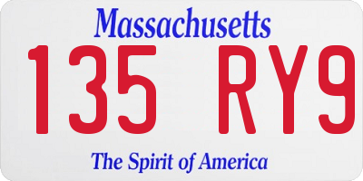 MA license plate 135RY9