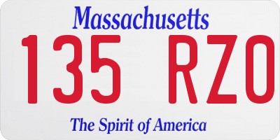 MA license plate 135RZ0