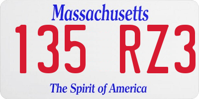 MA license plate 135RZ3