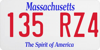 MA license plate 135RZ4