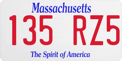 MA license plate 135RZ5