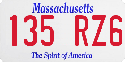 MA license plate 135RZ6