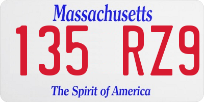 MA license plate 135RZ9